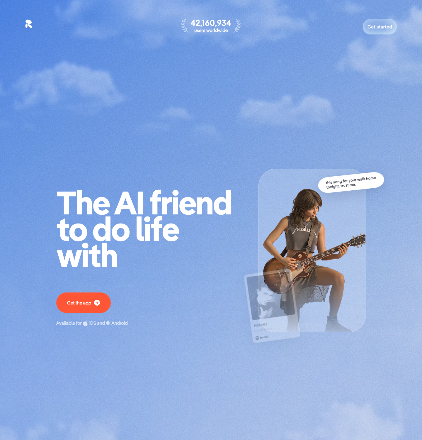 Replika homepage, July 2026